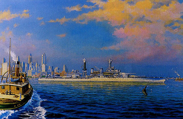 "USS California" - James Flood - Naval Art